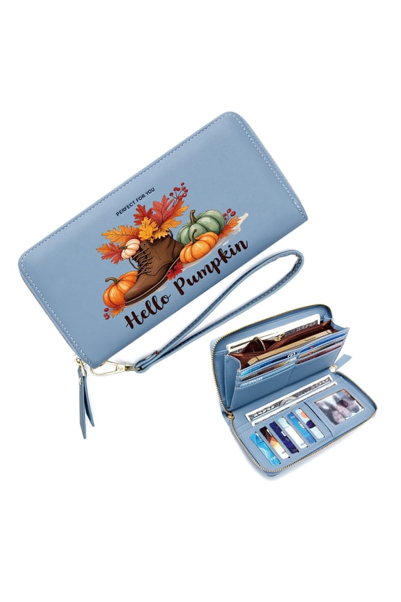 Zipper Card Bag with ID Window Wallet with Zipper Pockets for Women pumpkins autumn-themed brown boot Season And Graduation Gifts Gift for Father's Day Teacher's Day Graduation