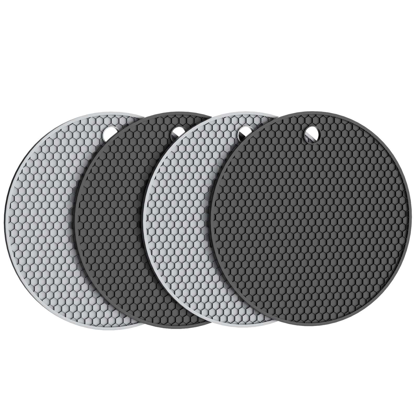 GEEDIAR 4 Pack Silicone Trivet for Hot Dishes Non Slip Pot Holders Heat Resistant Silicone Hot Pads for Kitchen Round (Black & Gray) - Walmart.com