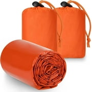 GEEDIAR Emergency Sleeping Bag 2 Pack Survival Blanket Waterproof Thermal Bivy Sack for Camping Hiking Outdoor Adventure Orange