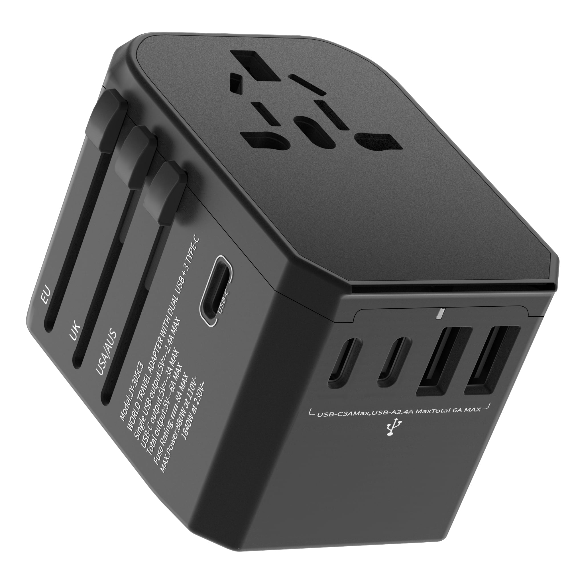 SZROBOY Universal Travel Adapter,All-in-one International USB Travel  Adapter with High Speed 5.6A 5-Port USB Charger Worldwide AC Wall Outlet  Plugs for for Business Travel of US,EU,UK,AU 200+C 
