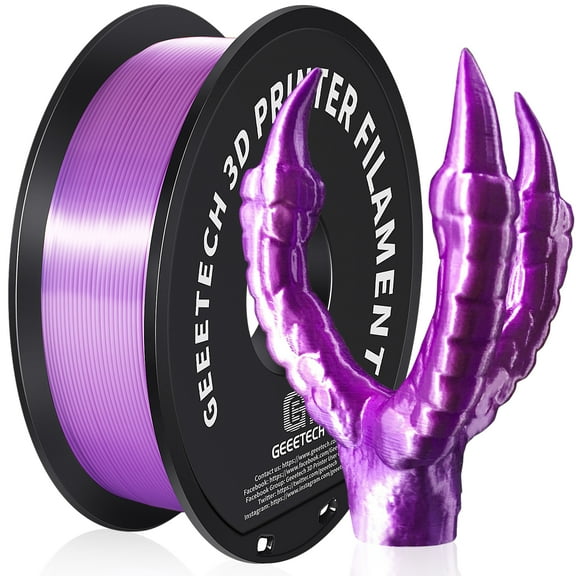 GEEETECH 3D Printer Silk Purple PLA Filament 1.75mm 1kg Spool (2.2lbs),Dimensional Accuracy +/- 0.03mm