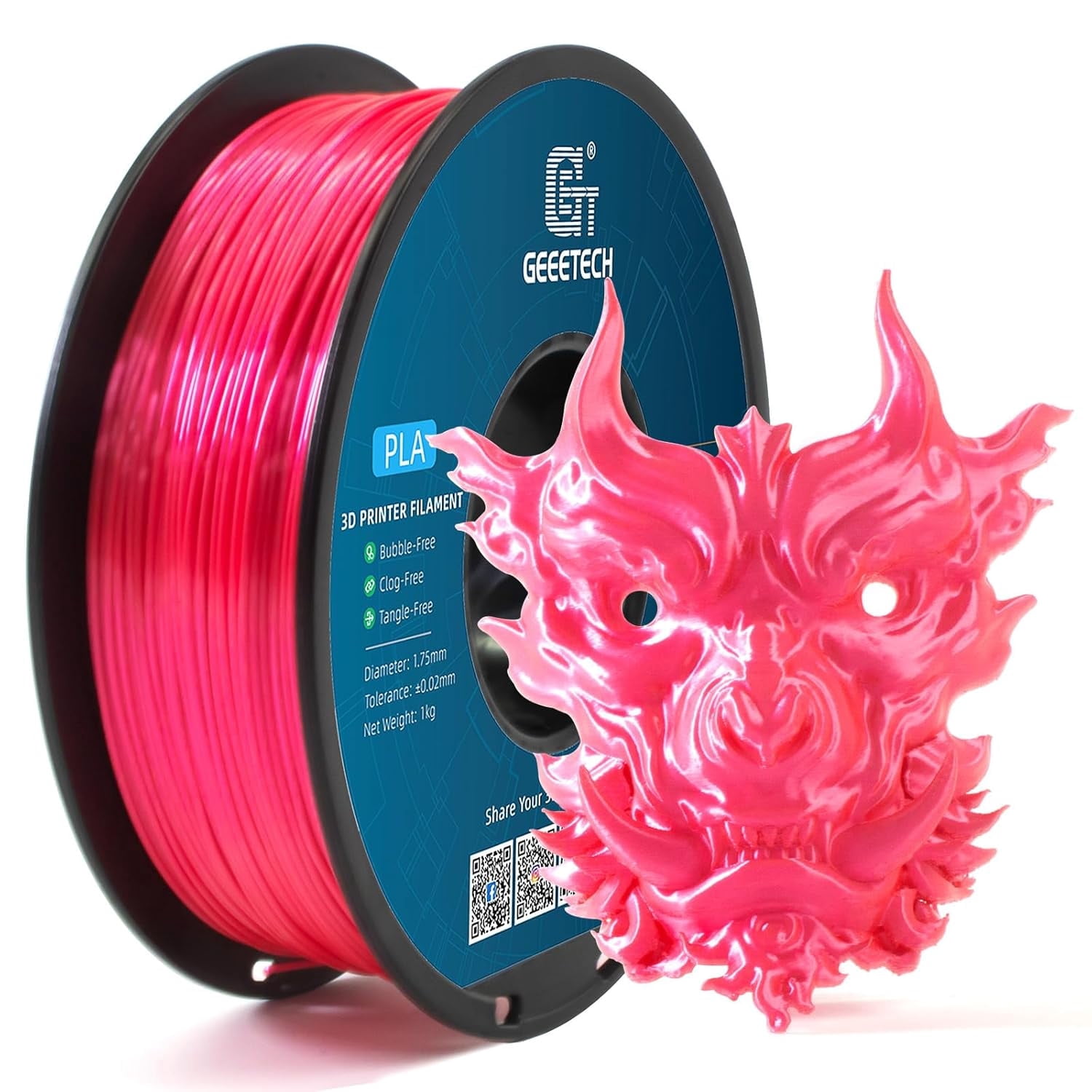 GEEETECH 3D Printer silk magenta PLA Filament 1.75mm 1kg Spool (2.2lbs),Dimensional Accuracy +/- 0.03mm