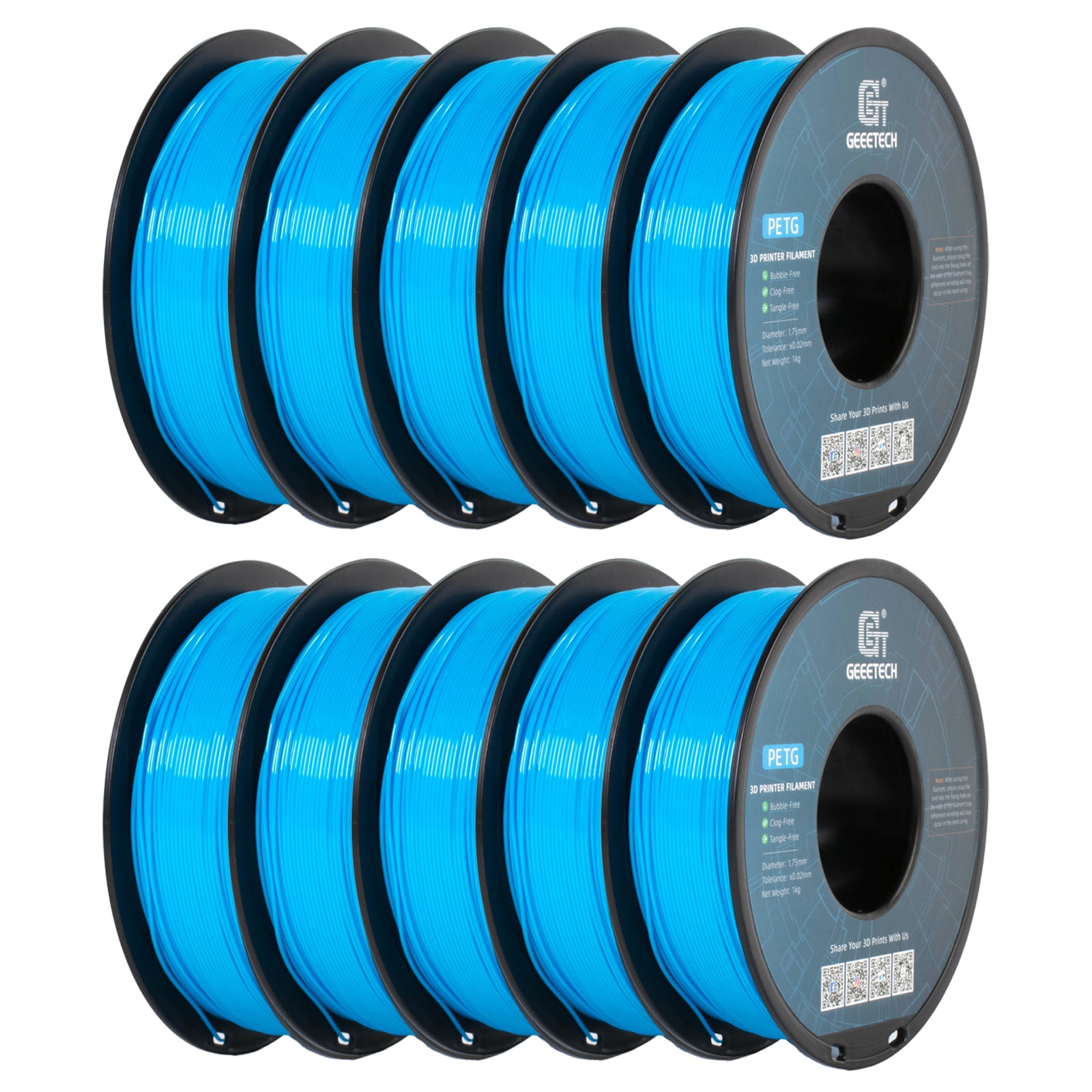 GEEETECH Aqua PETG Filament 1.75mm, Upgrade Stronger Toughness Printing Consumables, 10kg (22 lbs) Spool Fit Most FDM 3D Printer