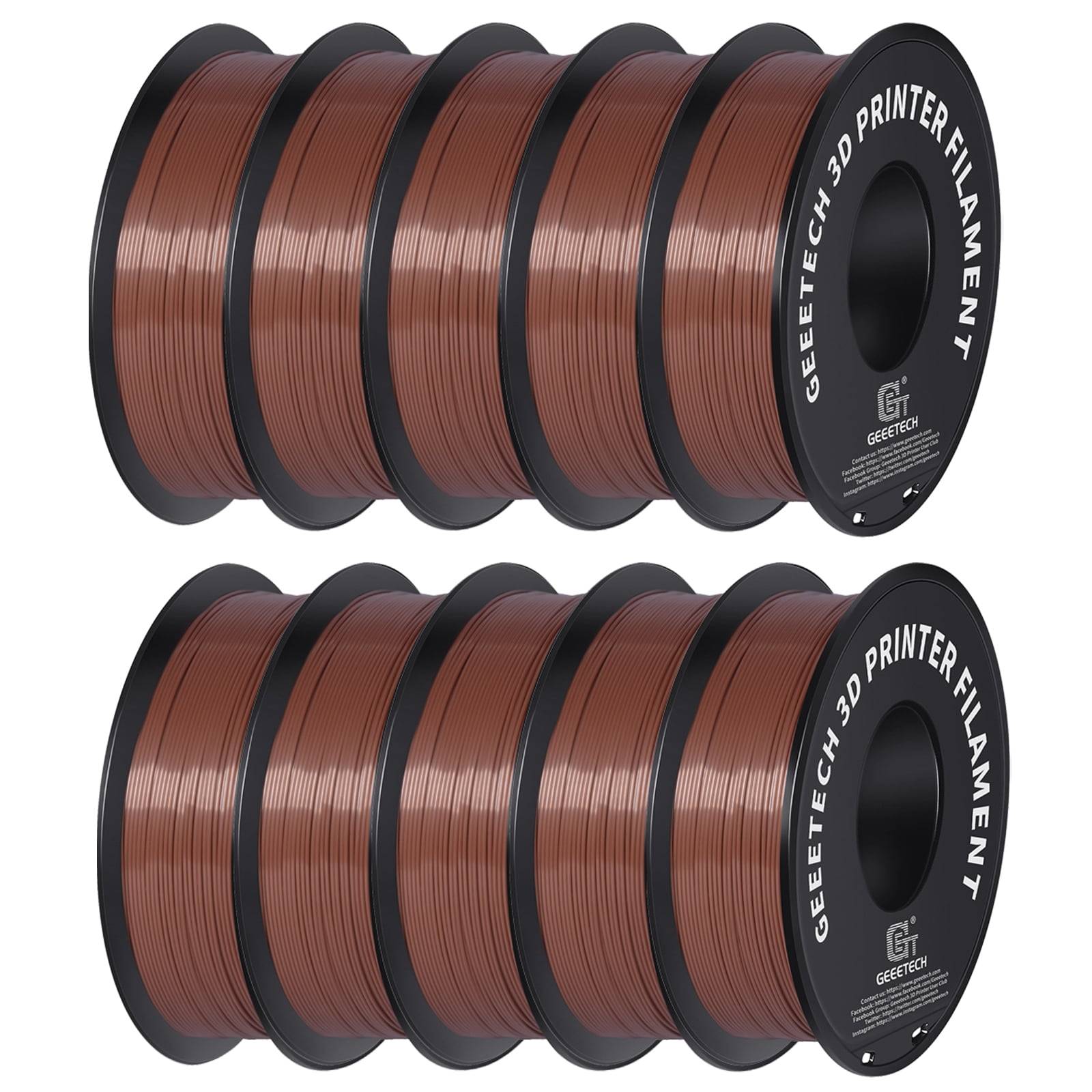 GEEETECH PLA 3D Printer Filament 1.75mm Brown, Dimensional Accuracy +/-0.03mm, 10kg (22lbs) , Vacuum Packaging, Fit for Most 3D FDM Printer