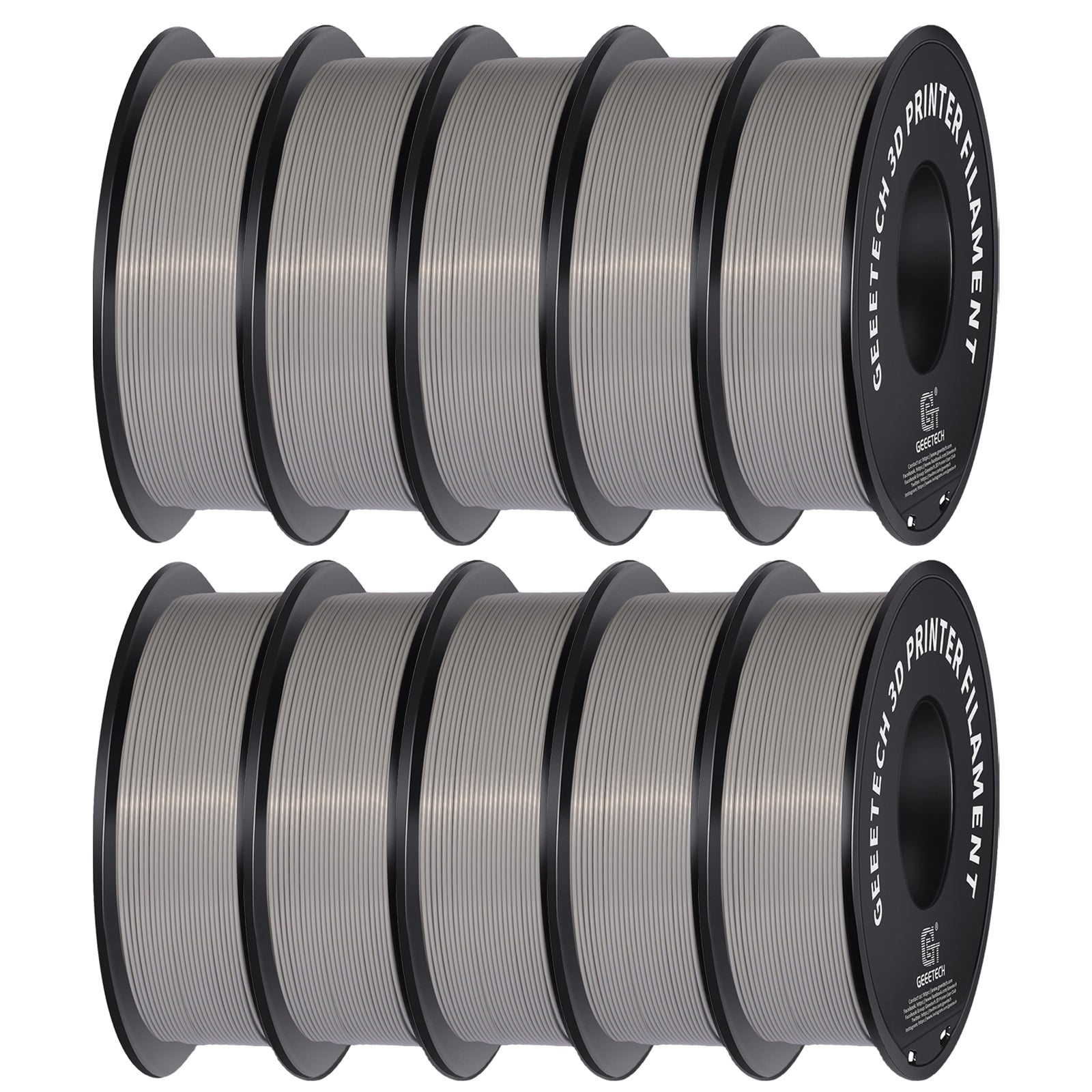GEEETECH PLA 3D Printer Filament 1.75mm Gray, Dimensional Accuracy +/-0.03mm, 10kg (22lbs) , Vacuum Packaging, Fit for Most 3D FDM Printer