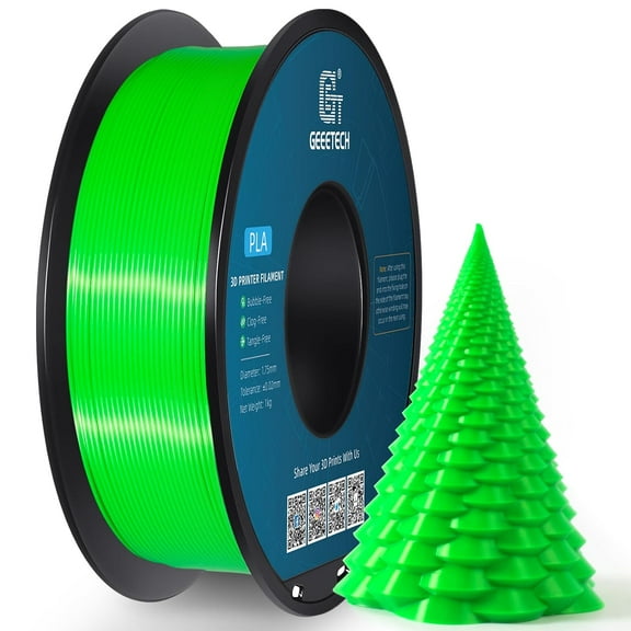 GEEETECH PLA 3D Printer Filament 1.75mm Green, Dimensional Accuracy +/-0.03mm, 1kg (2.2lbs) , 1080 Feet （330m）per Roll, Vacuum Packaging, Toughness Enhanced, Fit for Most 3D FDM Printer