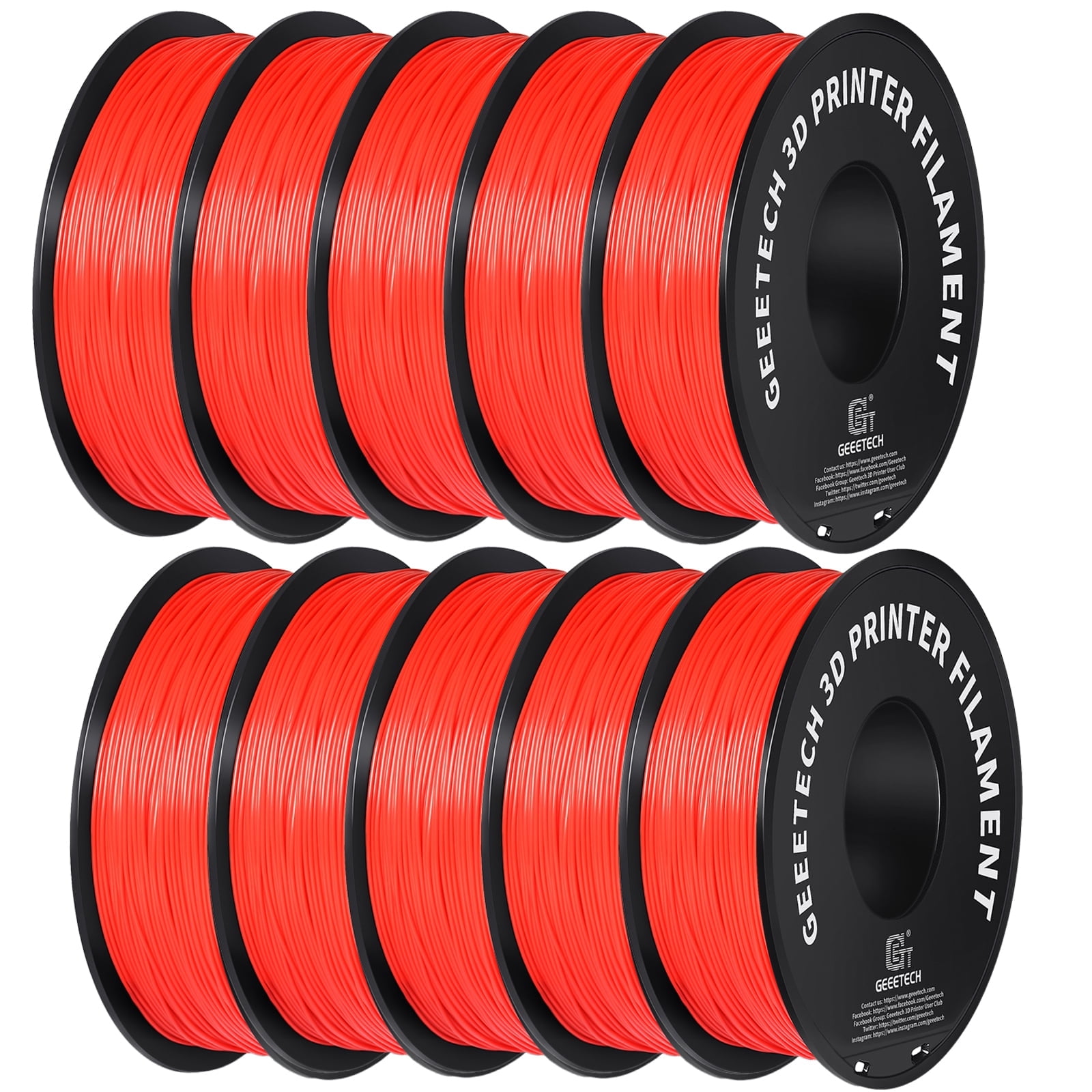GEEETECH PLA 3D Printer Filament 1.75mm Red, Dimensional Accuracy +/-0.03mm, 10kg (22lbs) , Vacuum Packaging, Fit for Most 3D FDM Printer