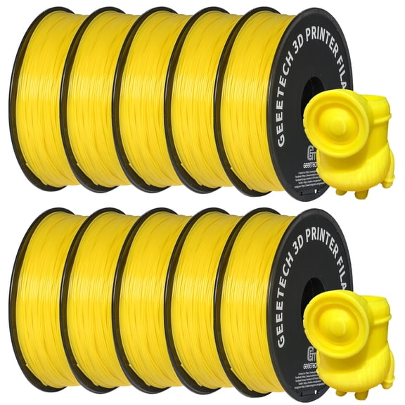 GEEETECH PLA 3D Printer Filament 1.75mm Yellow, Dimensional Accuracy +/-0.03mm, 10kg (22lbs) , Vacuum Packaging, Fit for Most 3D FDM Printer