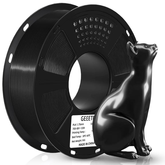 GEEETECH Shiny Silk Black 3D Printer PLA Filament Toughness Enhanced Filament with 1.75mm Dimensional Accuracy +/-0.03mm, 1080 Feet per Roll, Vacuum Packaging, for Most 3D FDM Printer
