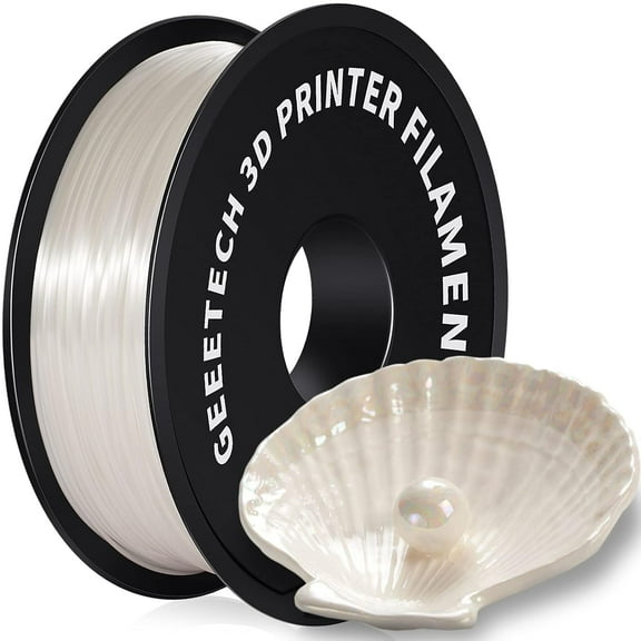 GEEETECH Shiny Silk White 3D Printer PLA Filament Toughness Enhanced Filament with 1.75mm Dimensional Accuracy  /-0.03mm, 1080 Feet per Roll, Vacuum Packaging, for Most 3D FDM Printer