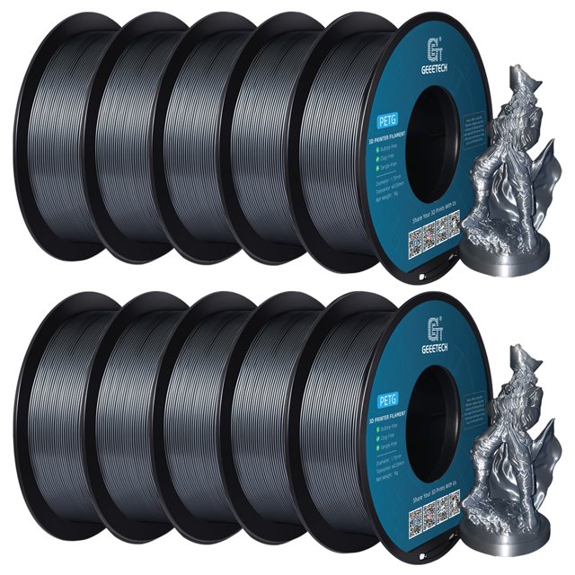GEEETECH Silver PETG Filament 1.75mm, Upgrade Stronger Toughness Printing Consumables, 10kg (22 lbs) Spool Fit Most FDM 3D Printer
