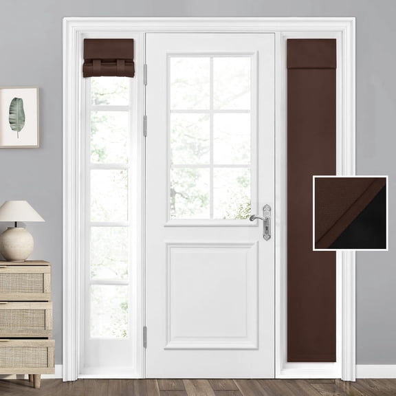 GEEHSA-100% Blackout Sidelight Curtains for Front Door, Side Door Window Curtains and Small Window, Thermal Insulated Covering, 1 Panel, W12 X L54 Inch, Brown