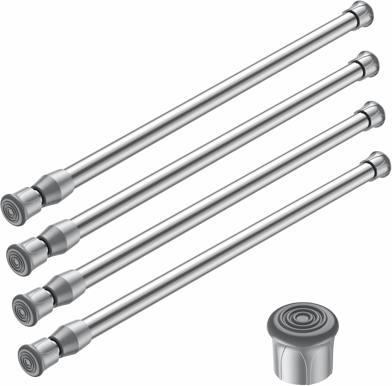 GEEHSA-4PCS Silver Tension Rod 17 to 28 Inch, Adjustable Spring Curtain ...