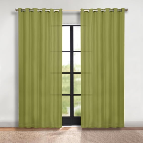 GEEHSA-Blackout Curtains, Room Darkening, Bedroom, Drapes, Kitchen, Living Room Window Accents, Sun Blocking, Thermal, 2 Pack, Solid Blackout Curtains, Set of 2, 70" x 120", Sage