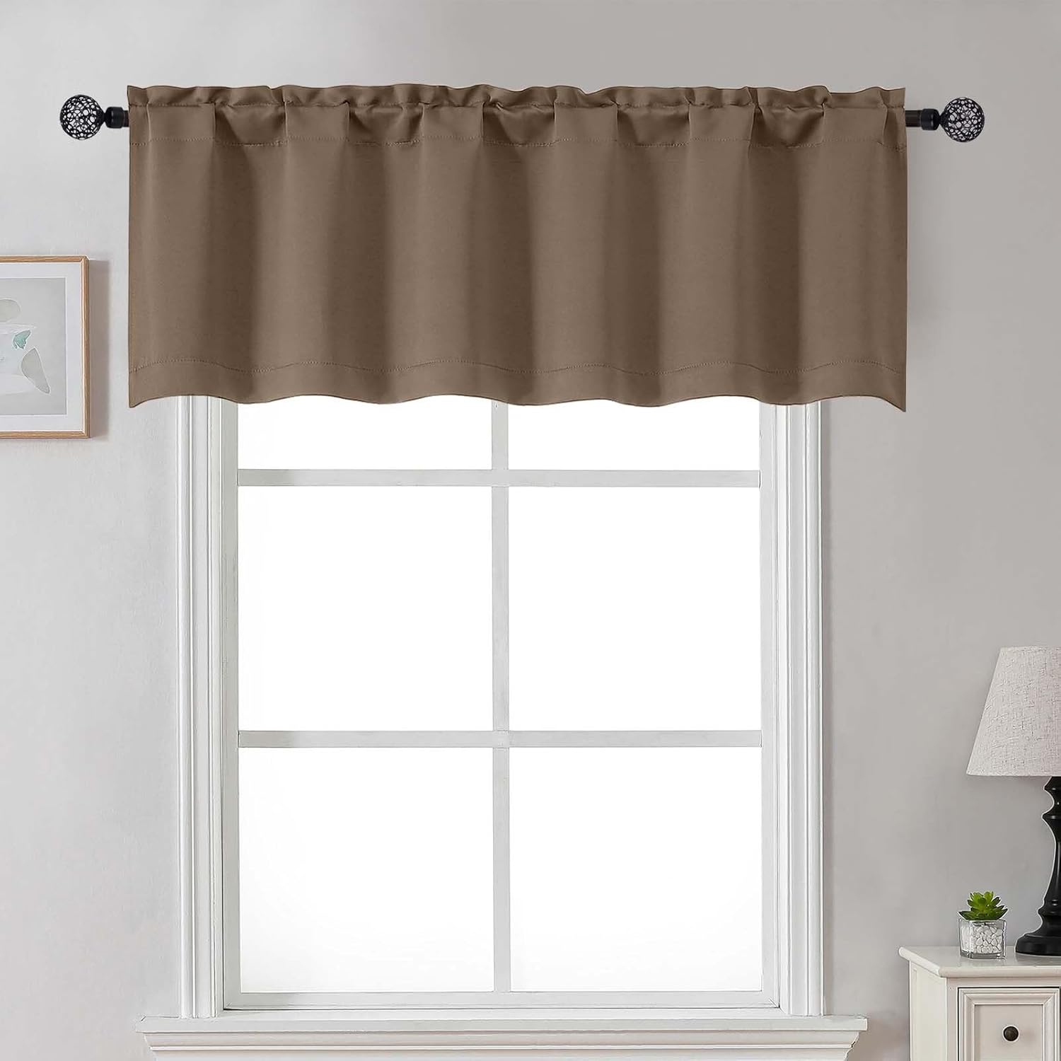 GEEHSA-Brown Valance for Windows, Small Blackout Valance Kitchen ...