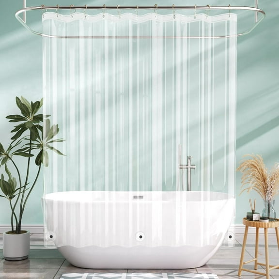 GEEHSA-Camper Shower Curtain Liner, 72x65 Clear Shower Curtain Liner, Waterproof Plastic Shower Liner, Lightweight PEVA Shower Curtain for Bathroom with 3 Magnets and 12 Rustproof Metal Grommets