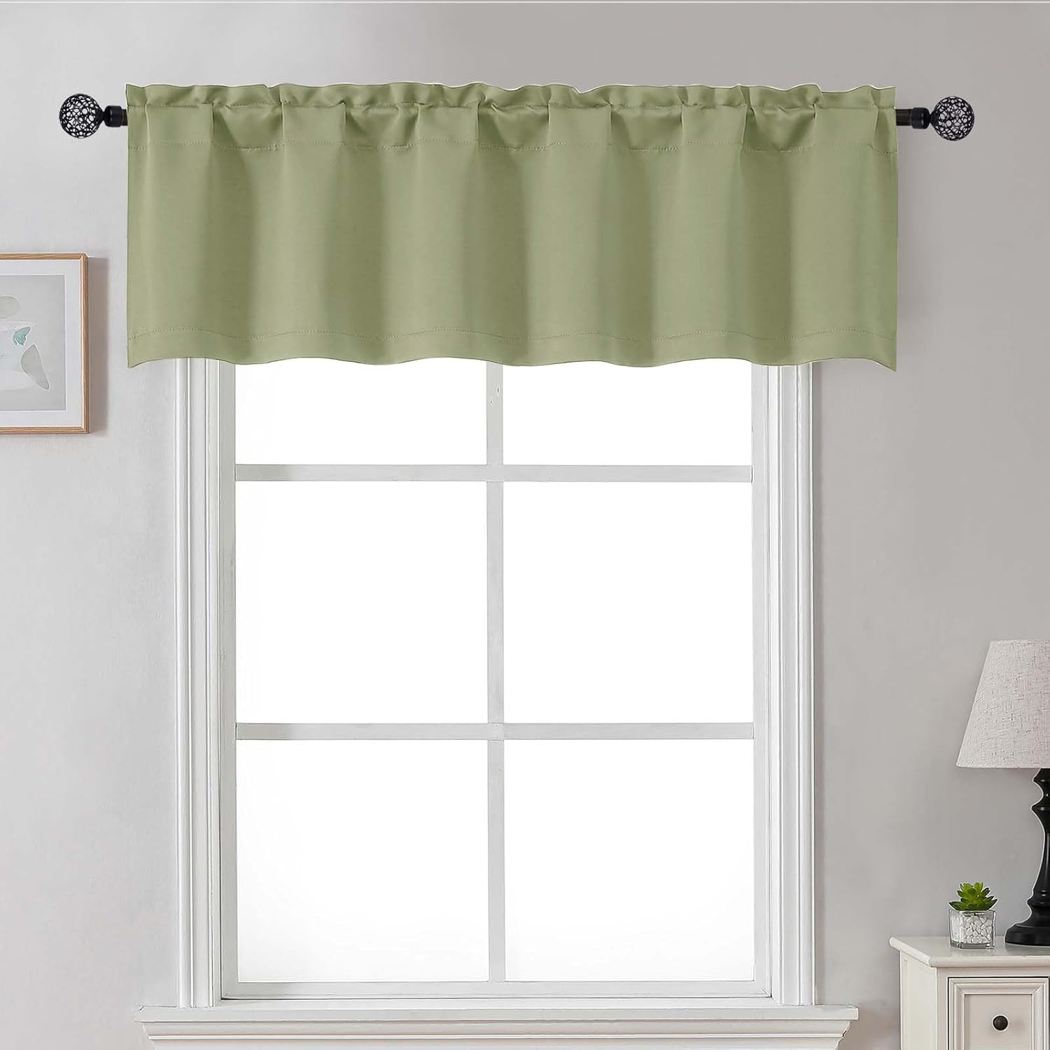 GEEHSA-Sage Green Valance for Windows, Small Blackout Valance Kitchen ...