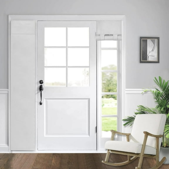 GEEHSA-Side Door Curtains for Window, Room Darkening Solid Color Door Window Covering for Glass Sidelight Curtain Tie up Shade 12W x 70L Inch Greyish White 1 Panel