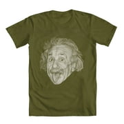 GEEK TEEZ Funny Albert Einstein Original Artwork Inspired by Albert Einstein Men's T-shirt Military Green XXXX-Large