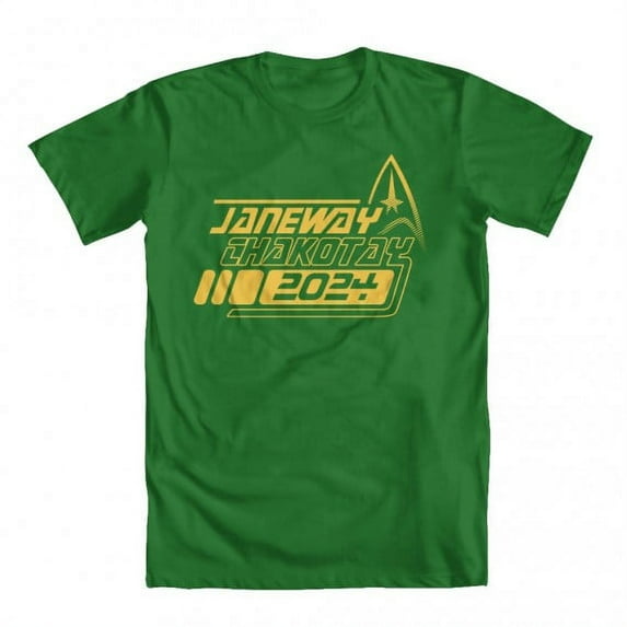 GEEK TEEZ Janeway Chakotay 2024 Original Artwork Inspired by Star Trek Men's T-shirt Kelly Green XXXX-Large