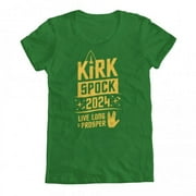 GEEK TEEZ Kirk Spock 2024 Original Artwork Inspired by Star Trek Women's T-shirt Kelly Green Medium