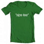 GEEK TEEZ Sips Tea Original Artwork Inspired by Kermit Meme Men's T-shirt Kelly Green X-Large