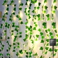thumbnail image 1 of GEEKEO Solar Fairy Lights Curtain Outdoor, Artificial Ivy Green Leaf String Lights 5M/16.4FT 50 LEDs Fairy Lights Outdoor Solar Interior for Bedroom Wall Courtyard Balcony Wedding Festival Decoration, 1 of 9