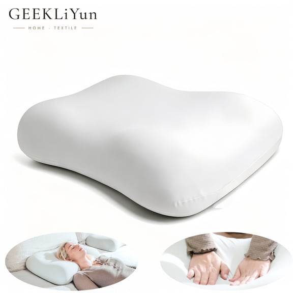 GEEKLiYun Deep Sleep Pillow, Patented Ergonomic Contour Design for Side & Back Sleepers, Orthopedic Cervical Shape Gently Cradles Head & Provides Neck Support & Shoulder Pain Relief.
