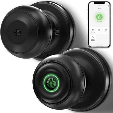 GEEKSMART Black Smart Door Knob, Stainless Steel