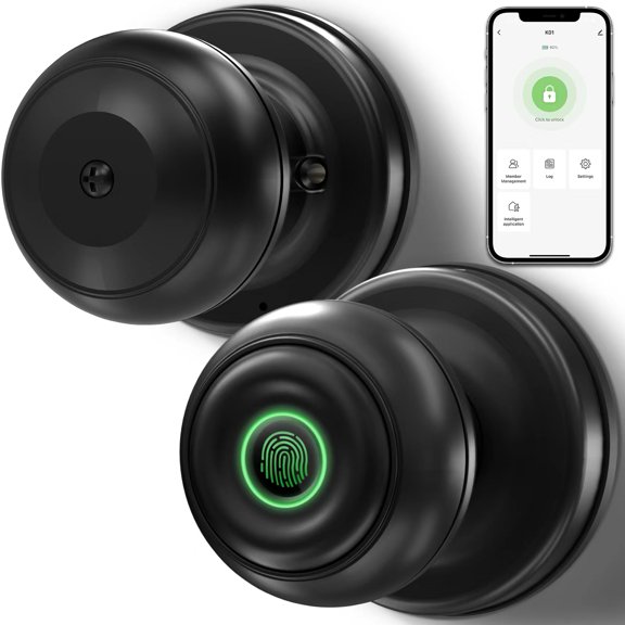 GEEKSMART Black Smart Door Knob, Stainless Steel