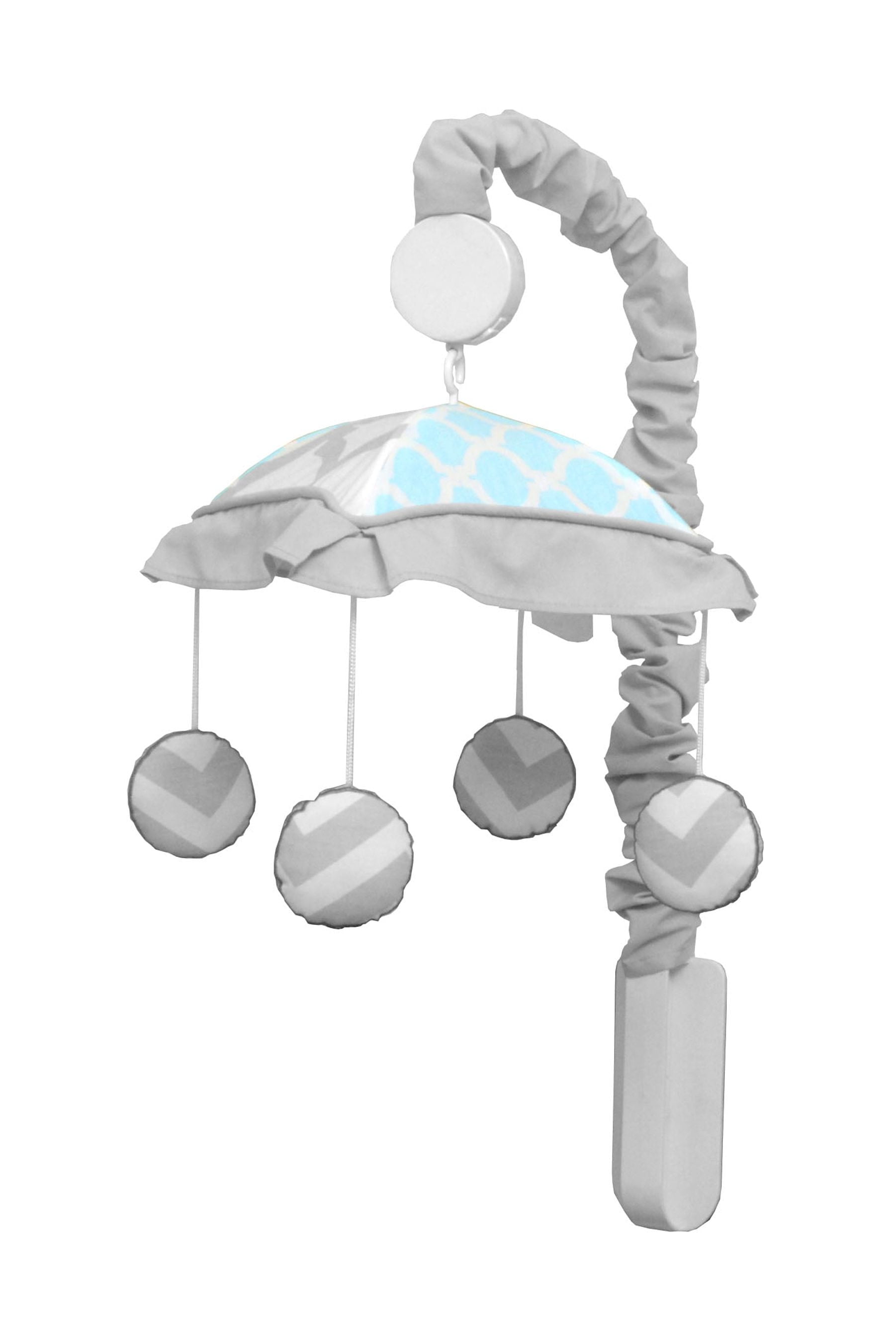 GEENNY Musical Mobile, Glacier Blue & Gray Chevron
