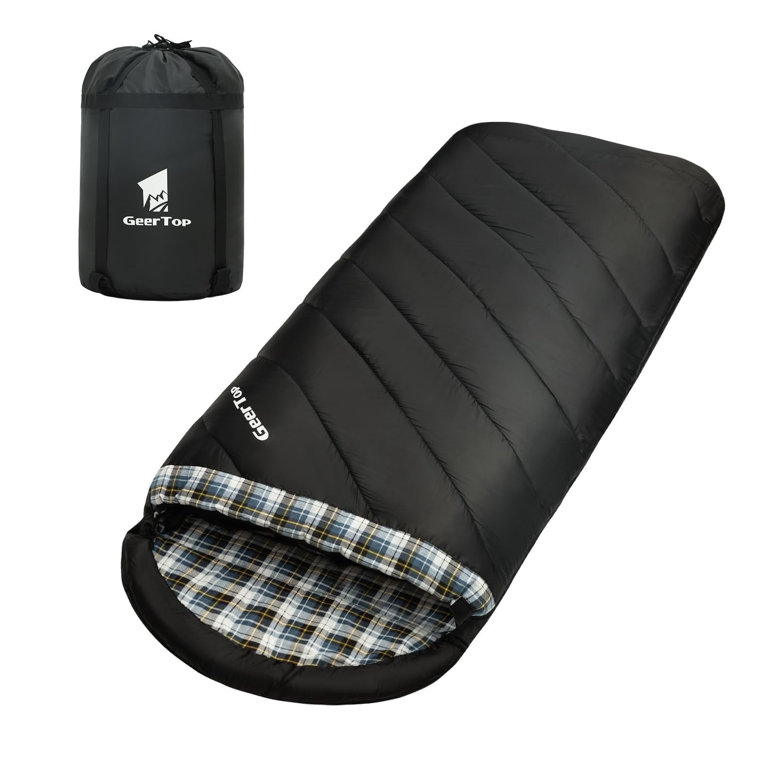 GEERTOP Flannel Sleeping Bag for Adults XXL, Large Wide Camping Sleeping Bag 4 Season, 0 Degree Sleeping Bag for Winter Cold Weathe