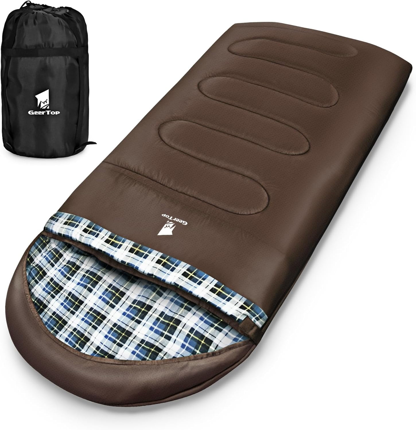 GEERTOP Flannel Sleeping Bags for Adults Big & Tall People Portable Cold Weather Envelope XXL All Seasons Camping Sleeping Bag