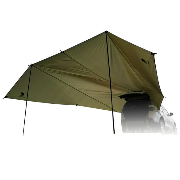 GEERTOP Large Car Awning Tarp for Camping Backpacking Tarp SUV Tailgate Truck Canopy Sun Shade Waterproof Outdoor Rear Vehicle Awning Shelter for Van, MPV, Campers