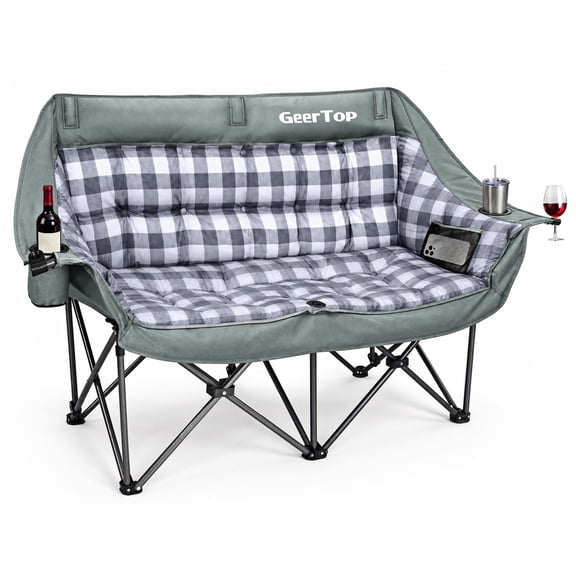 GEERTOP Oversized Suede Padded Outdoor Loveseat Comfy Portable Double Camping Chair Heavy Duty