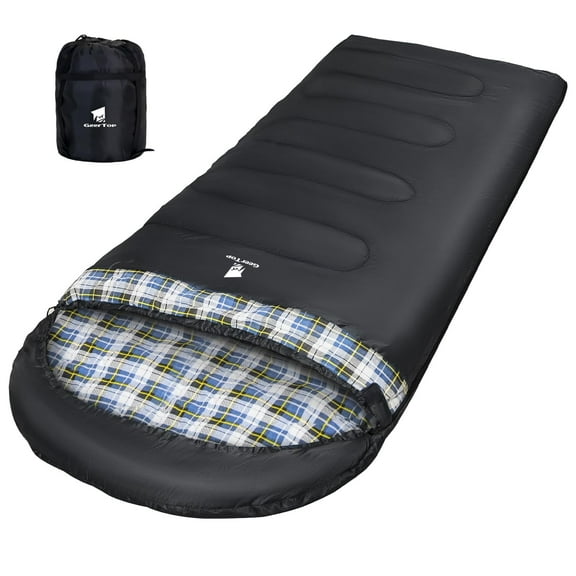 GEERTOP Portable Backpacking Sleeping Bags Flannel for Adults Big and Tall Lightweight Waterproof Warm 3-4 Season Sleeping Bag for Camping Hiking Mountaineering
