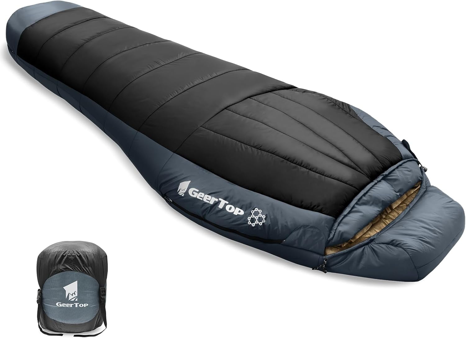 GEERTOP Portable Mummy Sleeping Bag with Graphene Lining for Adults Cold Weather 27°F to 40°F, Lightweight & Water-Resistant, Warm Compact for Camping Backpacking Hiking