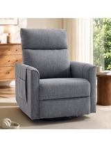 GEEYOO Dual Motor Electric Recliner Chairs for Adults with Side Pockets,270°Swivel Rocker Recliner with USB Ports & Type C for Living Room,Linen,Grey