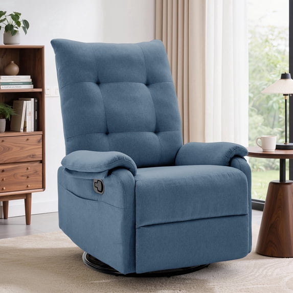 GEEYOO 360°Swivel Rocker Recliner Chair for Adults with Side Pockets ...