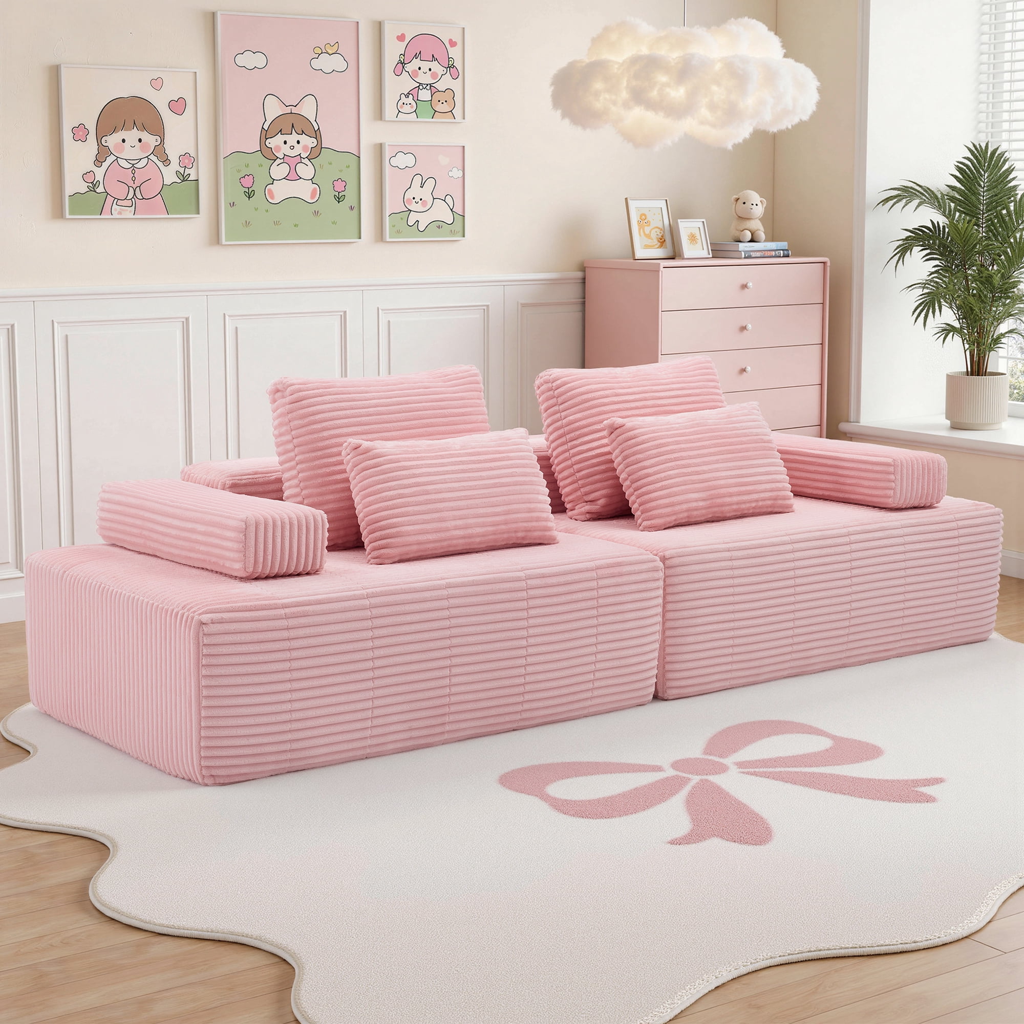 GEEYOO Modular Sectional Sofa Cloud Couch with Soft Pillows Boneless ...