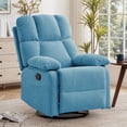 thumbnail image 1 of GEEYOO Swivel Rocker Recliner Chair for Adults,360°Swivel Nursery Recliner with Side Pockets,Small Recliner Chair for Small Spaces for Living Room,Linen,Blue, 1 of 7