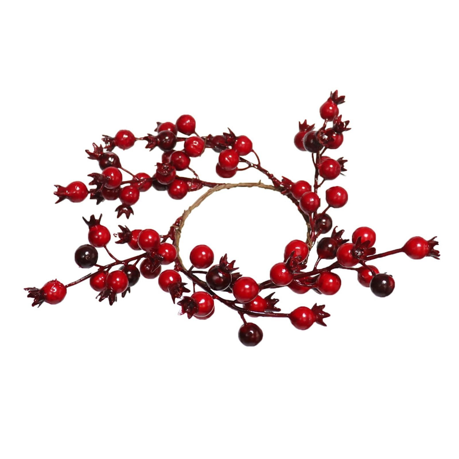 Small Berry Window Rings GEGNXA Christmas Berry Candle Rings Wreaths Kitchen Cabinet Wreaths ...