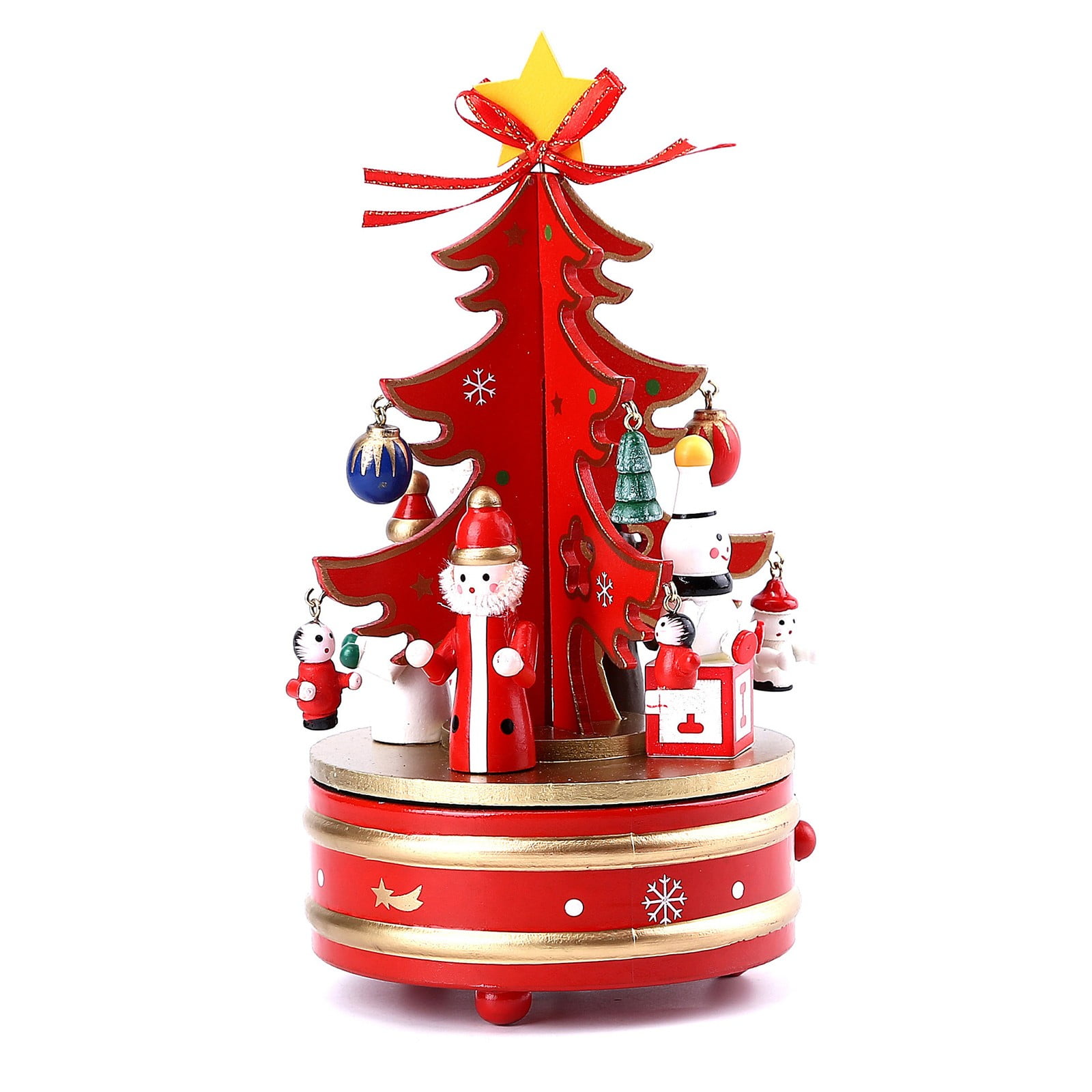 GEGNXA Christmas Wooden Rotating Music Box Christmas Tree Musical Box