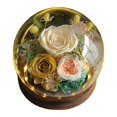 thumbnail image 1 of Clearance Preserved Real Flowers For Her Women Wife Mom Forever Fresh Roses In Glass Dome With LED Lights For Home Decor For Valentines Mothers Day Christmas Wedding Yellow, 1 of 9