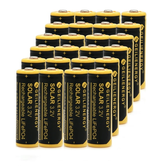 GEILIENERGY 24PCS 3.2V 4/5AA Li-FePO4 14430 Size (14x43mm NOT AA Size) 4/5AA Rechargeable Batteries for Solar Panel Light