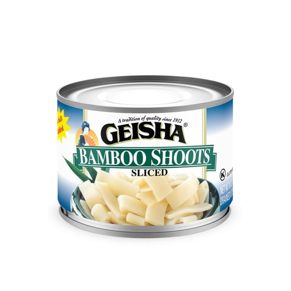 GEISHA Bamboo Shoots Sliced 8OZ. (Pack of 12), Bamboo Shoots | Kosher Certified No Salt & Sugar added Gluten FreeLess than 100 Calories per Container