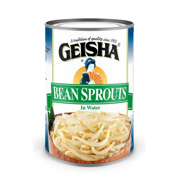GEISHA Bean Sprouts In Water 14.5OZ. (Pack of 12), Bean Sprouts | Kosher Certified - No Transfat - Gluten Free-Less than 100 Calories per Container - Ready to Eat -Long Selling Item