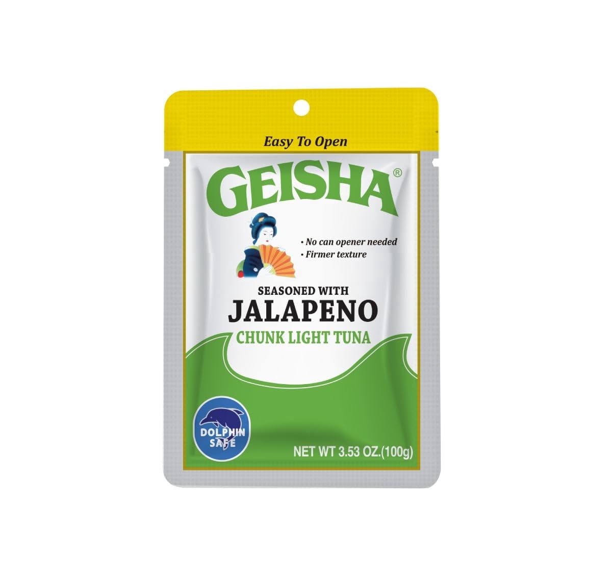 GEISHA Chunk Light Tuna Seasoned with Jalapeno 3.53oz (Pack of 12), Tuna| HALAL & Kosher Certified – Gluten Free – Wild Caught – Dolphin Safe Catch – Good Source of Protein