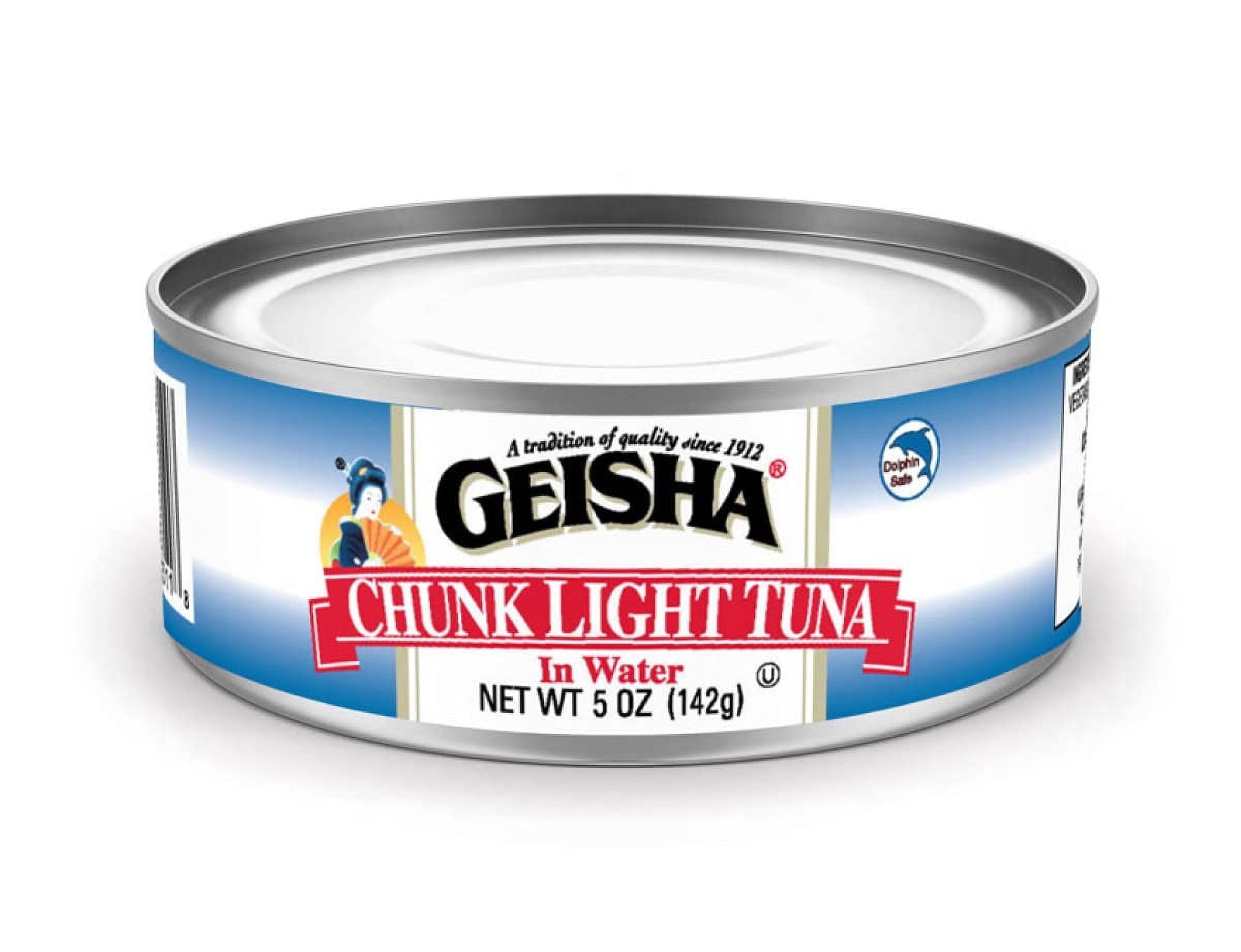 GEISHA Chunk Light Tuna In Water 5oz(Pack of 24), Canned Skipjack Tuna | No Trans Fat - No Sugar Added – Kosher Certified – Gluten Free – Omega 3 – Good Source of Protein