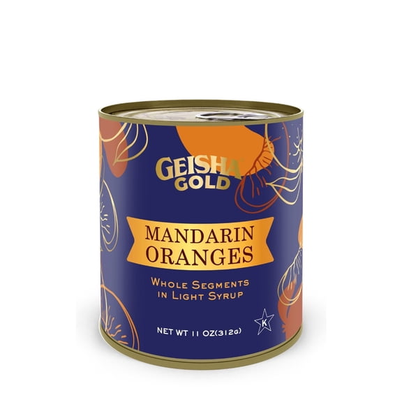 GEISHA GOLD Mandarin Oranges Whole Segments in Light Syrup 11 OZ. (Pack of 24), Mandarin Orange | Kosher Certified No Saturate & Trans Fat Gluten Free Only LL size
